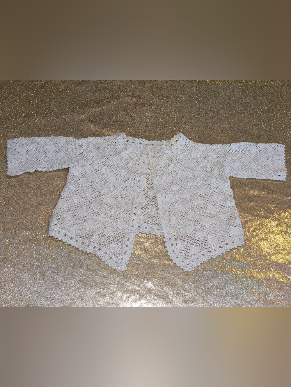 Crocheted Open-Front Baby Cardigan from Croatia